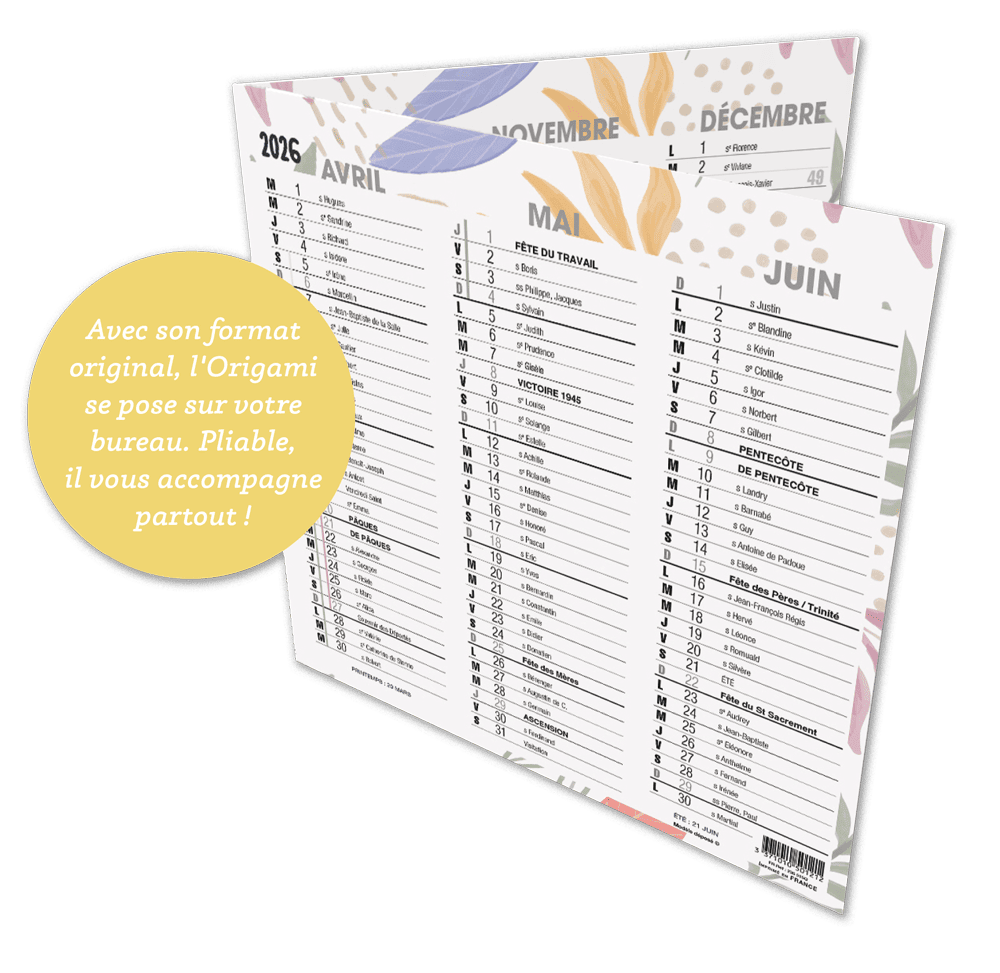 calendrier origami 2026